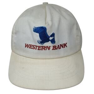 Western Bank Snapback 5 Panel Cap White One Size Embroidered Ownco Marketing